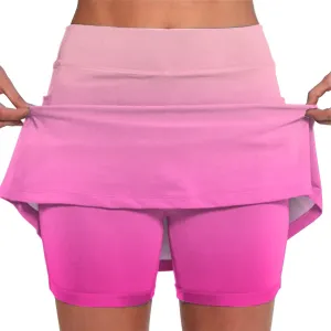 Womens Golf Skorts High Waist Athletic Skirt with Shorts Casual Gradient Yoga Skirts Pants Summer Running Clothes