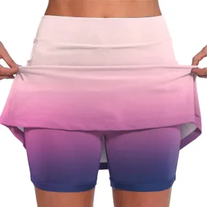 Womens Golf Skorts High Waist Athletic Skirt with Shorts Casual Gradient Yoga Skirts Pants Summer Running Clothes