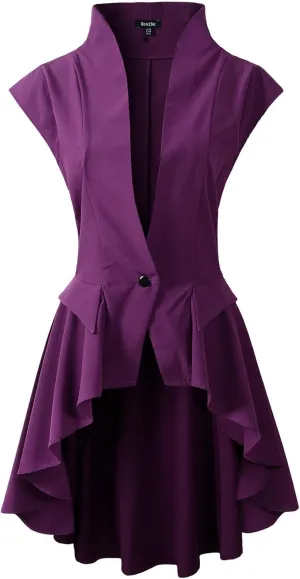 Womens Gothic Steampunk Tail Vamp Long Victorian Waterfall Waistcoat Jacket Top