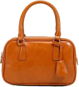 Womens Handbag Leather Crossbody Satchel for Work Retro Cosmetic Top Handle Purse