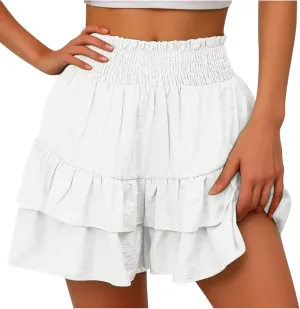 Womens High Waisted Ruffle Shorts Flowy Workout Running Tennis Skorts Baggy Summer Casual Cute Beach Short Pants 2025