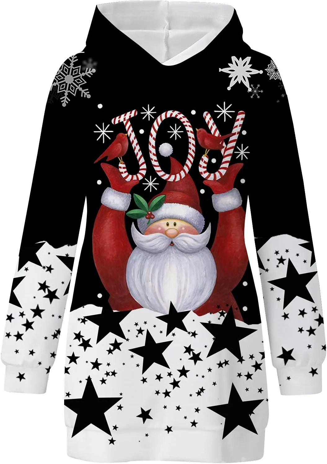 Women's Hoodies Sweatshirt Dresses Fashion Christmas Print Casual Loose Long Sleeve Pullover Jumper Plus Size