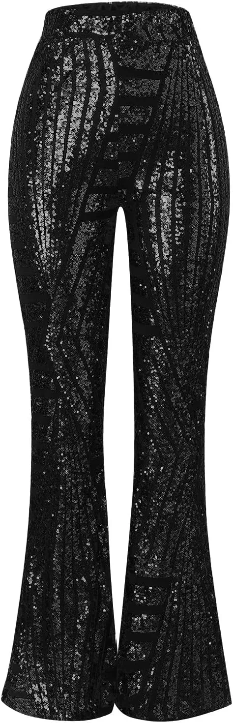 Women's Joggers Pants Ladies Silk High Waist Drape Zip Wide Leg Flared Pants Night Out Casual Slacks Pants Womens