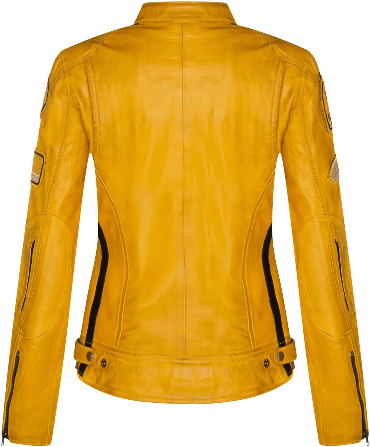 Womens Leather Biker Casual Racing Moto Badges Jacket