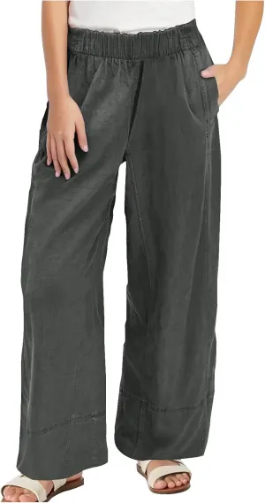Womens Linen Pants with Pocket Summer High Waist Casual Wide Leg Pants Plus Size Trendy Flowy Palazzo Trousers