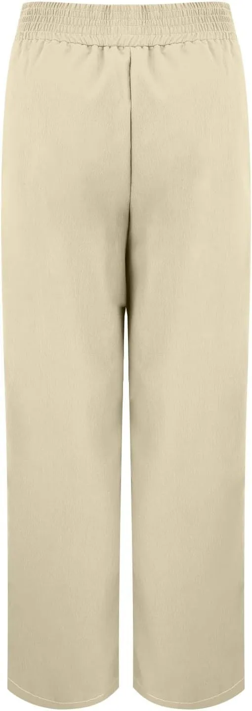 Women's Linen Wide Leg Palazzo Pants Loose Fit Straight Leg High Waisted Casual Long Trousers Summer Beach Solid Color Pants