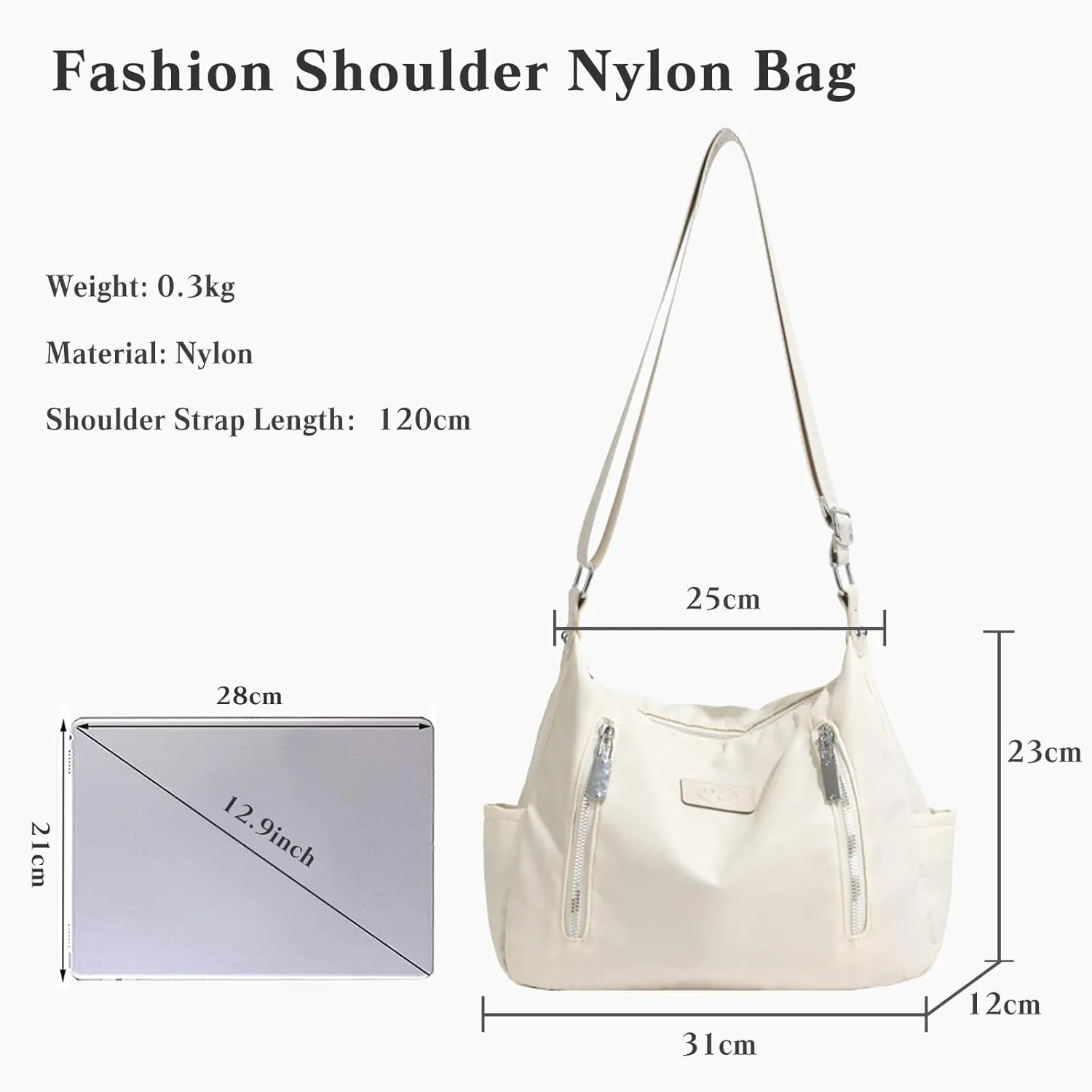 Women's Nylon Crossbody Bag - Waterproof, Lightweight Top Handle Casual Handbag & Messenger Bag