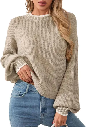 Womens Oversized Lightweight Cute Striped Cropped Sweater Spring 2025 Knitted Crew Neck Thin Crop Pullover Tops