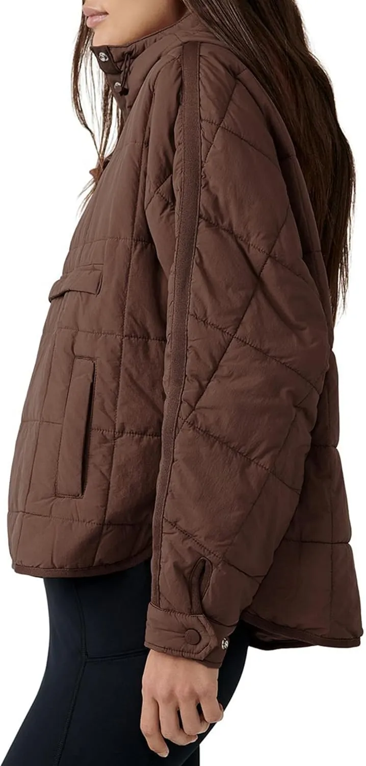Women's Packable Quilted Puffer Jacket Oversized Lightweight Puffy Pullover Coat Outwear Hoodies with Pockets