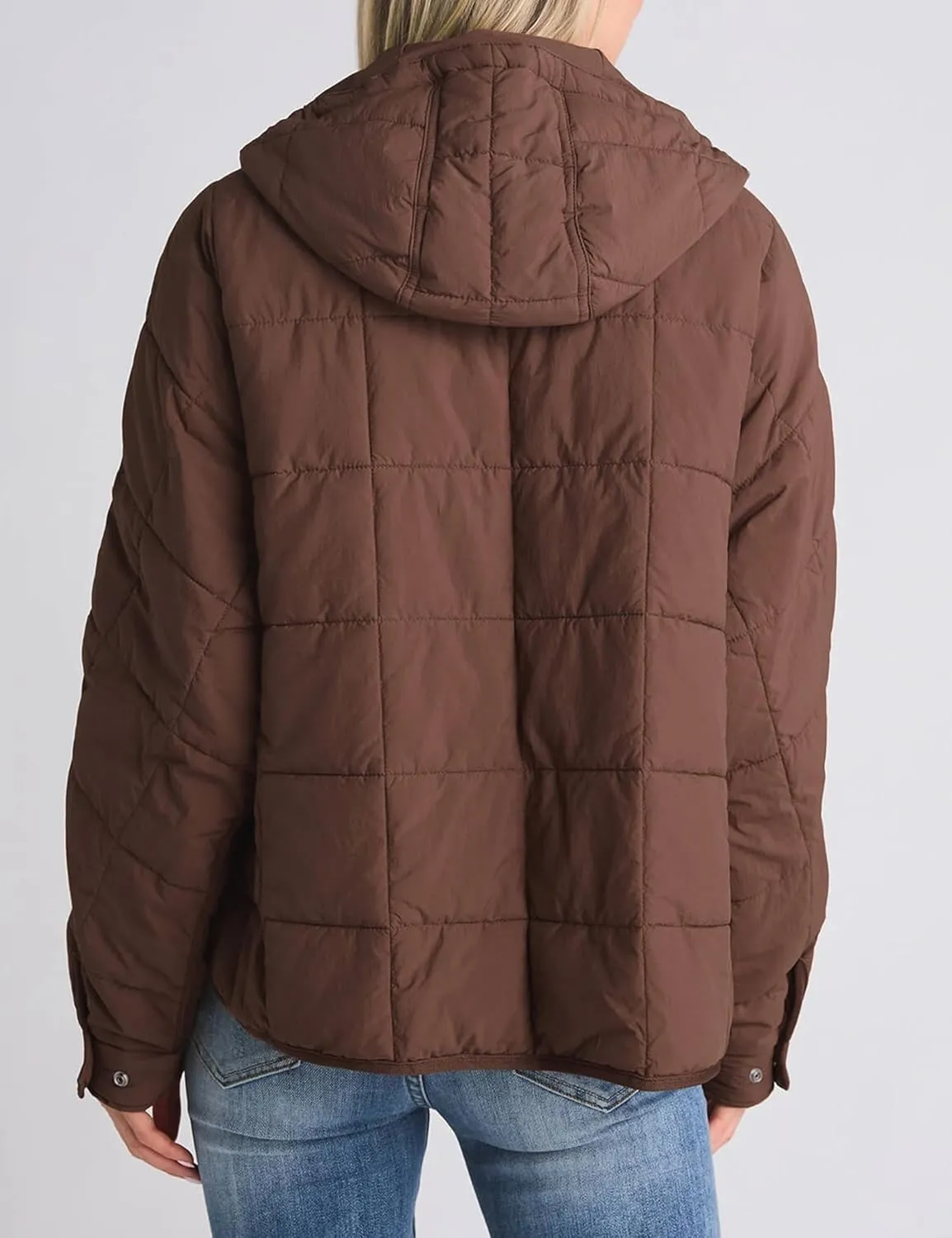 Women's Packable Quilted Puffer Jacket Oversized Lightweight Puffy Pullover Coat Outwear Hoodies with Pockets
