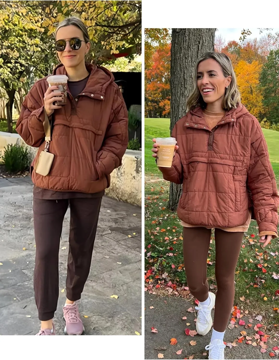 Women's Packable Quilted Puffer Jacket Oversized Lightweight Puffy Pullover Coat Outwear Hoodies with Pockets