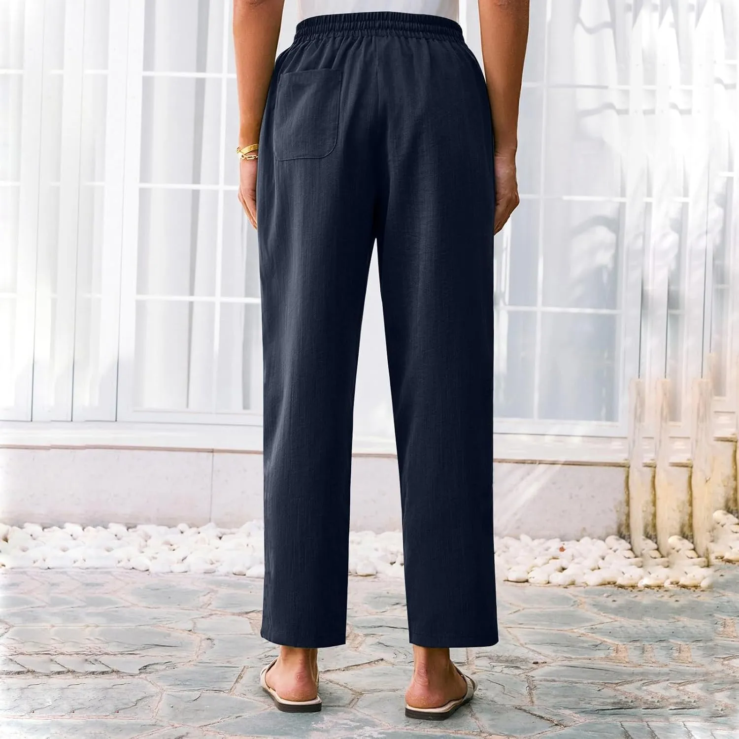 Womens Pants, Straight Leg Casual Pants Linen Everyday Peasant Solid Color Wide
