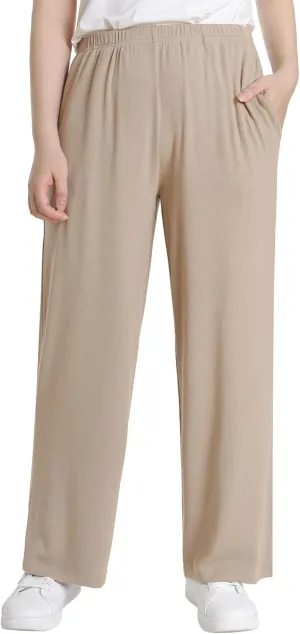 Women's Petite Short Length Lounge Pants Soft Ribbed Knit PJ Pants
