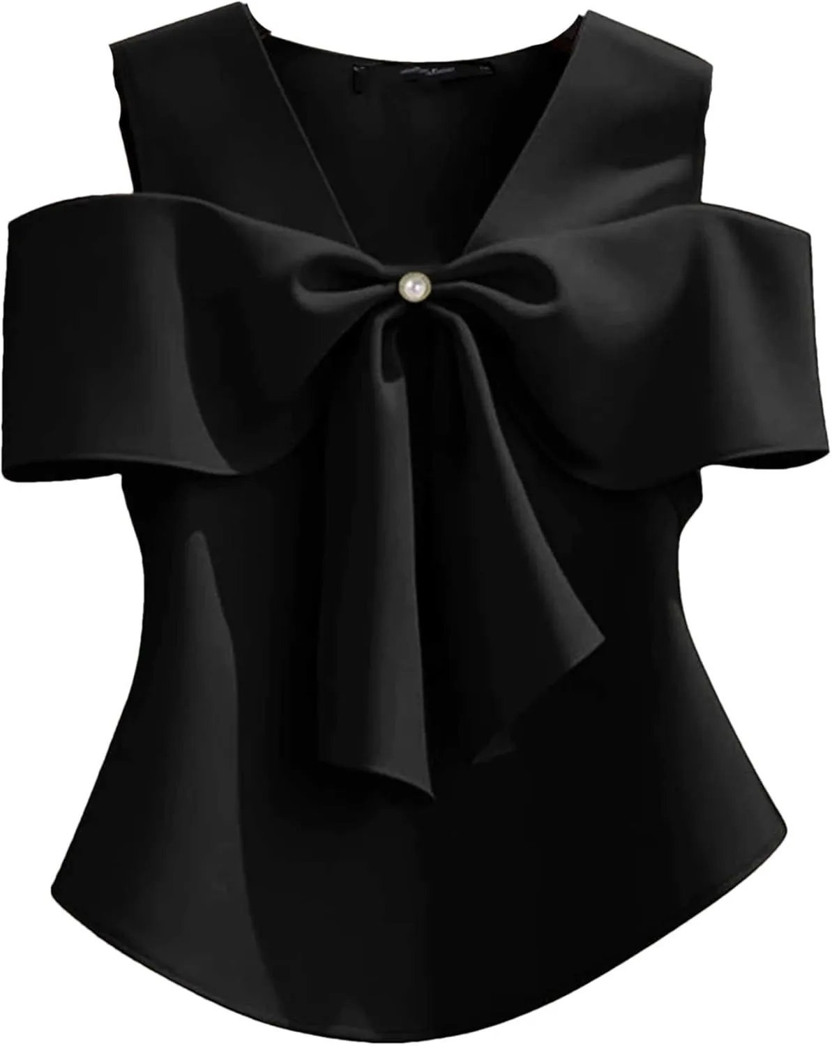 Women's Plus Size Tank Top Camisole with Bow - Summer V-Neck Sleeveless Work Shirt Off Shoulder Slim Fit Vest for Casual Wear