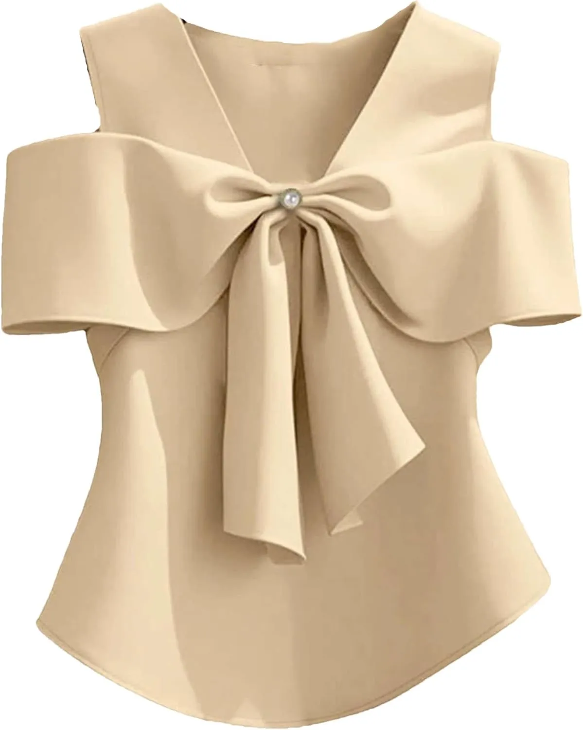 Women's Plus Size Tank Top Camisole with Bow - Summer V-Neck Sleeveless Work Shirt Off Shoulder Slim Fit Vest for Casual Wear
