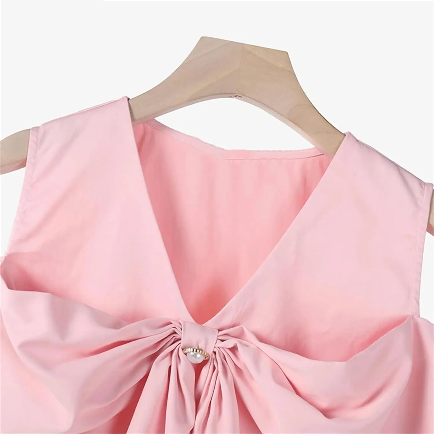 Women's Plus Size Tank Top Camisole with Bow - Summer V-Neck Sleeveless Work Shirt Off Shoulder Slim Fit Vest for Casual Wear