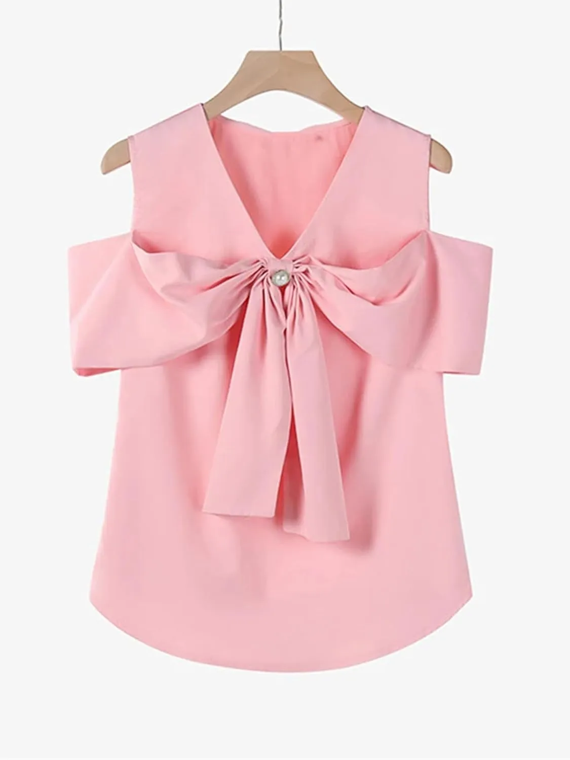 Women's Plus Size Tank Top Camisole with Bow - Summer V-Neck Sleeveless Work Shirt Off Shoulder Slim Fit Vest for Casual Wear