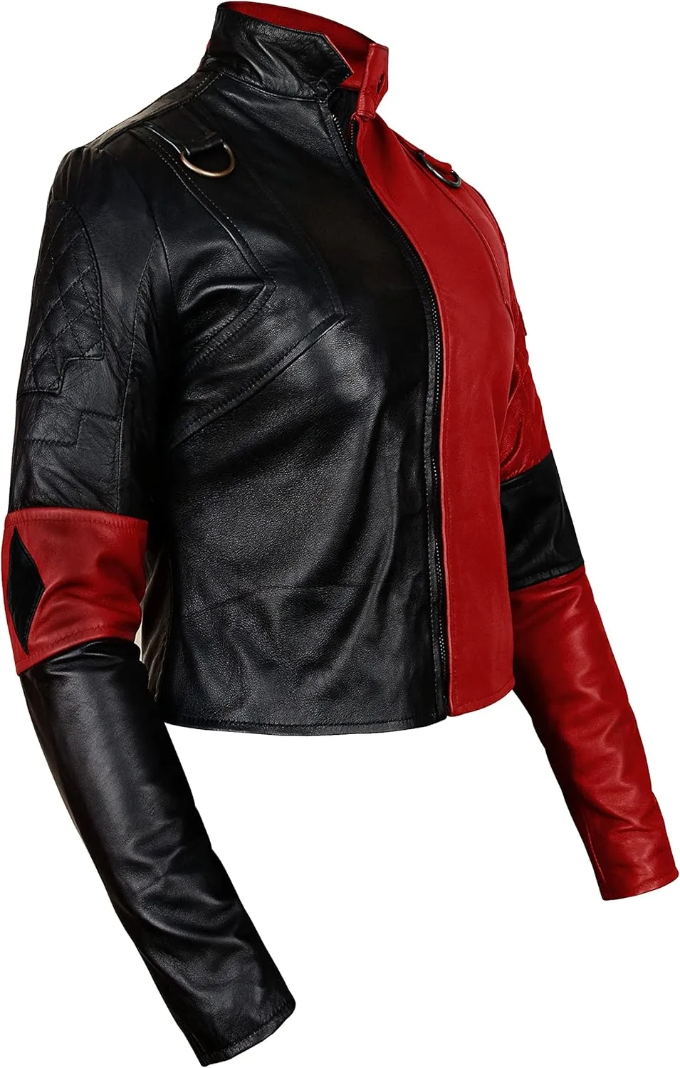 Women's Racer Real Leather Jacket - Party wear Satin Jacket Women - Two Tone Cotton Hoodie