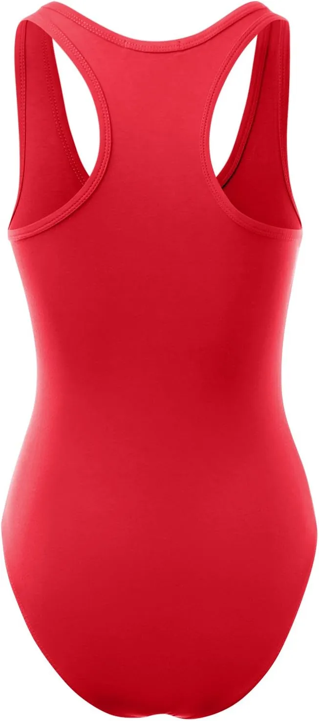 Women's Racerback Tank Top Bodysuits Sleeveless Sexy V-Neck Cotton Jumpsuits