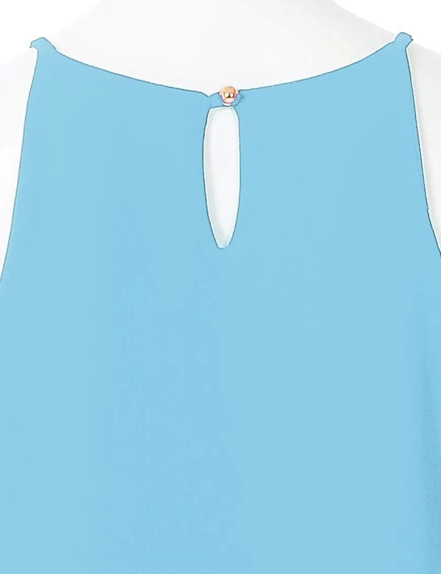 Women's Round Neck Pleated Double Layered Chiffon Cami Tank Top (S~3XL)