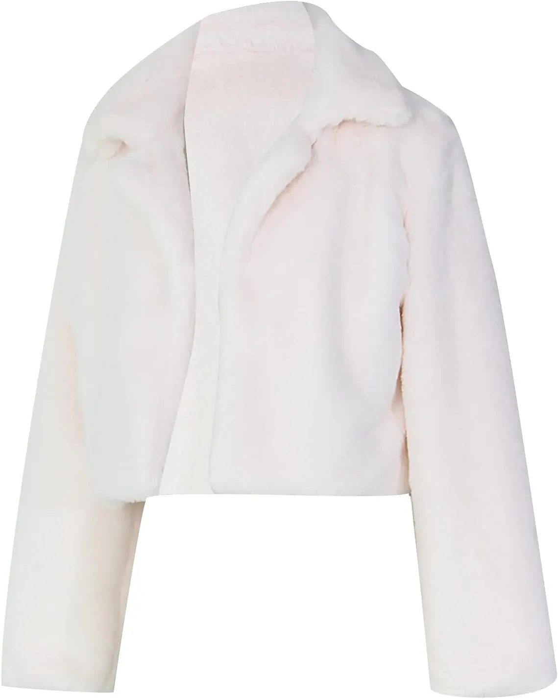 Womens Short Fur Coat Fluffys Fleece Outwear Turn-Down Collar Faux Furs Tops Winter Warm Sweater Jacket