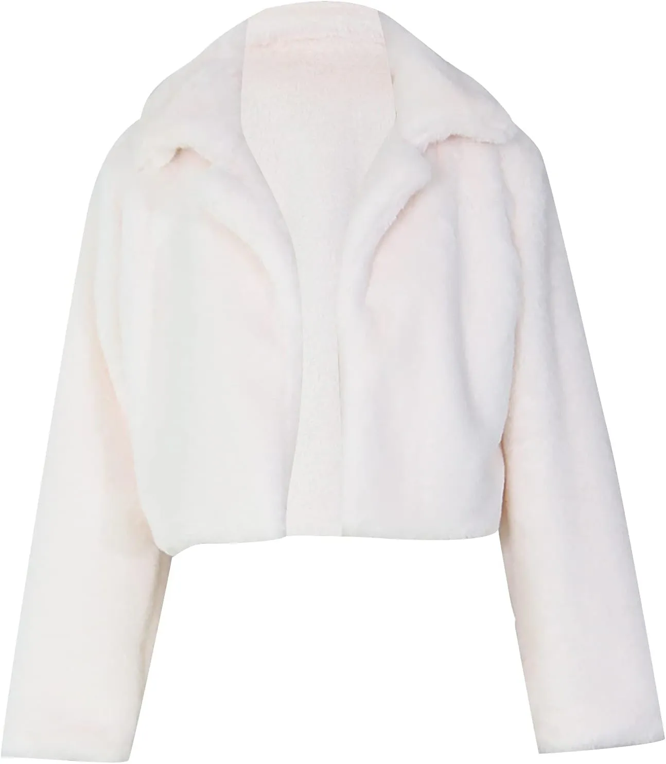 Womens Short Fur Coat Fluffys Fleece Outwear Turn-Down Collar Faux Furs Tops Winter Warm Sweater Jacket