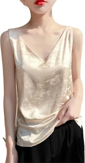 Womens Silk Camisole Silk Basic Tank Tops Casual Classic Top Loose
