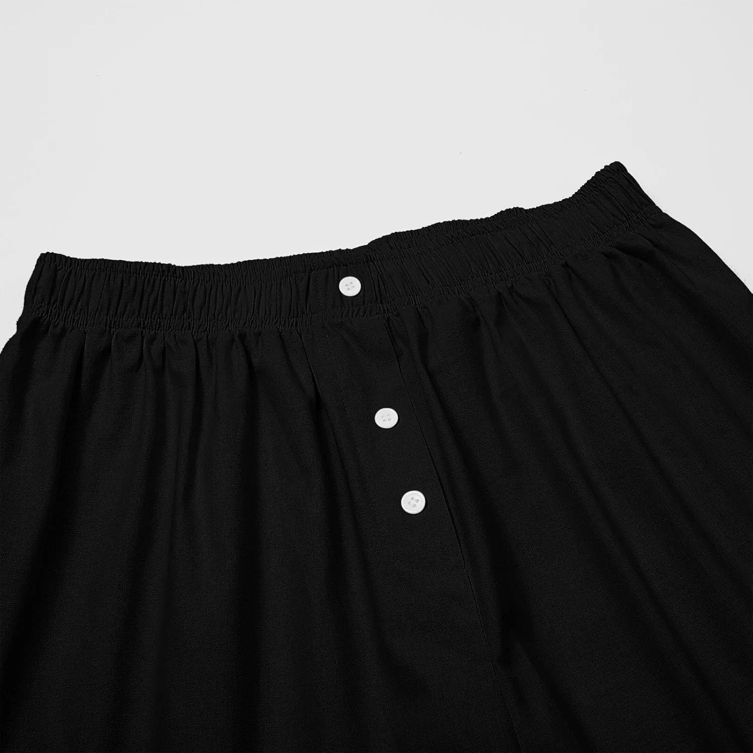 Womens Summer Linen Pants Wide Leg Elastic Waist Button Fly Long Lounge Pants Beach Loose Comfy Palazzo Trousers with Pockets