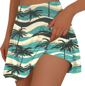 Womens Summer Tennis Skorts with Built in Shorts Workout Golf Athletic Skirts Hawaiian Vacation Floral Print Shorts