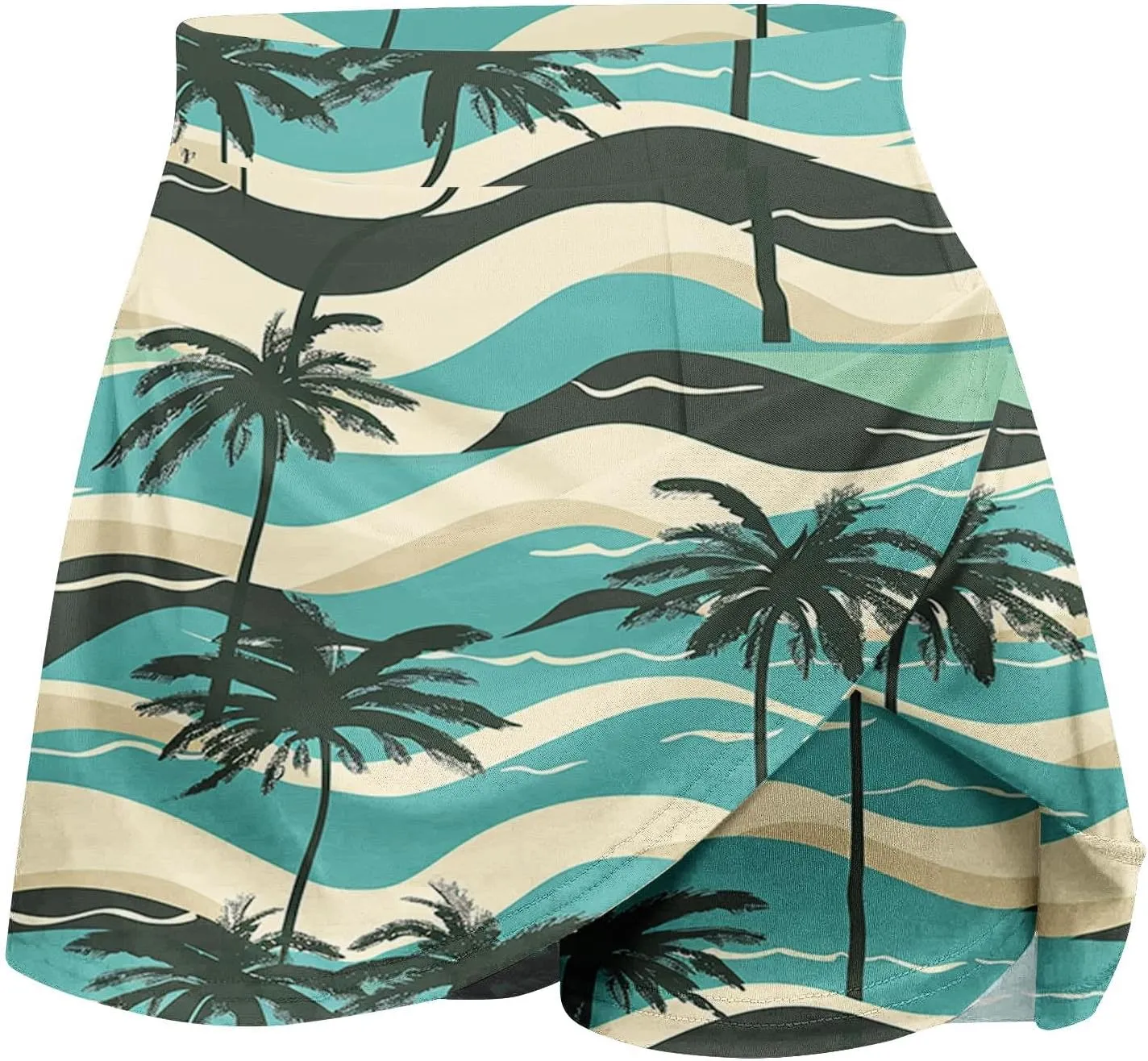 Womens Summer Tennis Skorts with Built in Shorts Workout Golf Athletic Skirts Hawaiian Vacation Floral Print Shorts