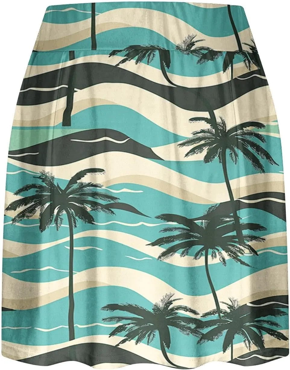 Womens Summer Tennis Skorts with Built in Shorts Workout Golf Athletic Skirts Hawaiian Vacation Floral Print Shorts