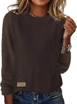 Women's Sweaters 2025 Casual Round Neck Long Sleeve Knit Pullover Classic Solid Fashion Warm Clothes