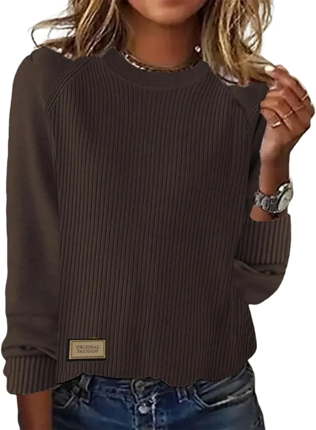 Women's Sweaters 2025 Casual Round Neck Long Sleeve Knit Pullover Classic Solid Fashion Warm Clothes