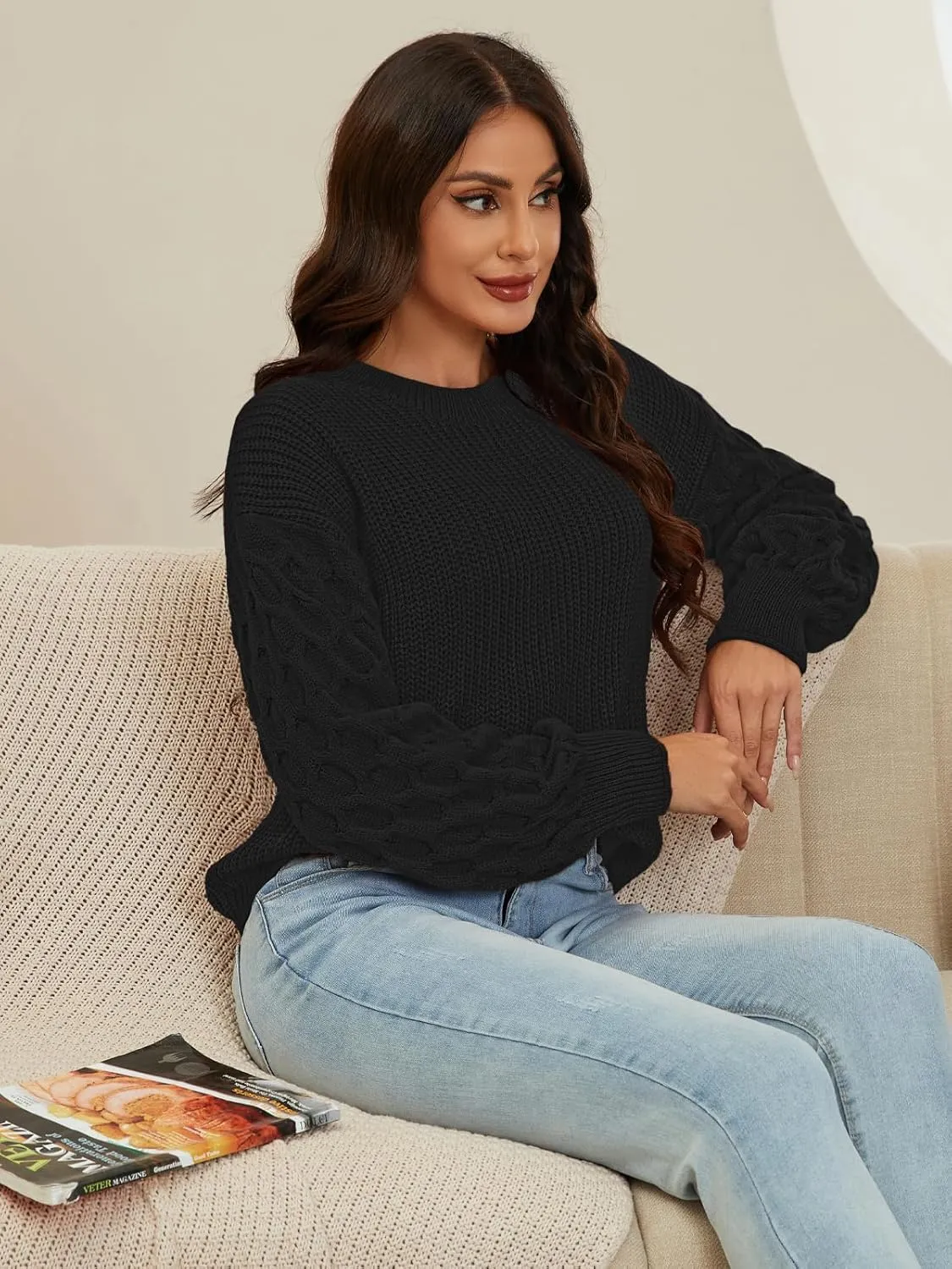 Womens Sweaters Fall Fashion Sweatshirt for Women Tops Crewneck Long Sleeve Shirts Casual Tunic Trendy