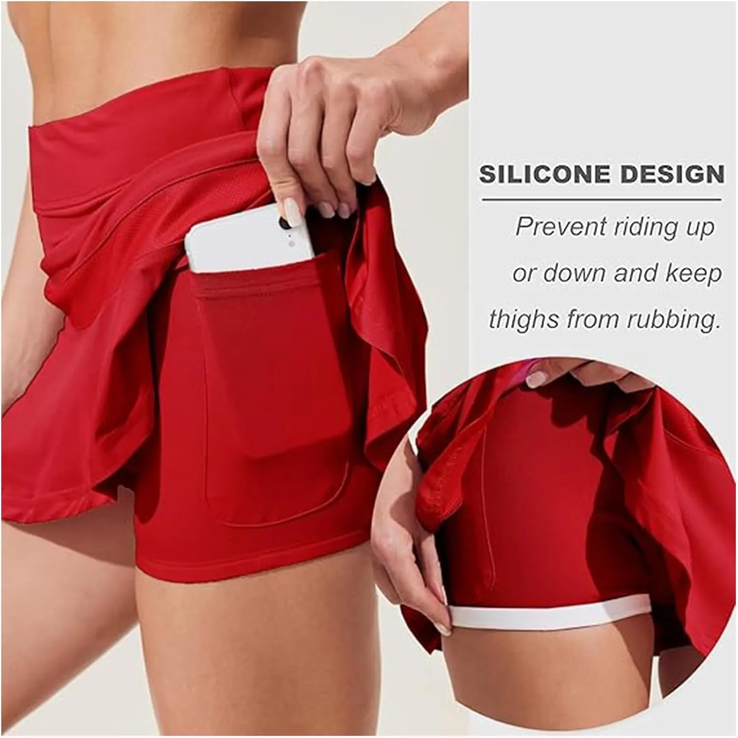 Womens Tennis Skirt Pleated Athletic Skirts with Pockets Shorts High Waisted Golf Skort for Workout Pickleball