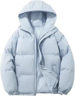 Women's Thicken Warm Fashion Harajuku Puffer Jacket Hooded Zipper Cotton-Padded Coat Women Coatigan