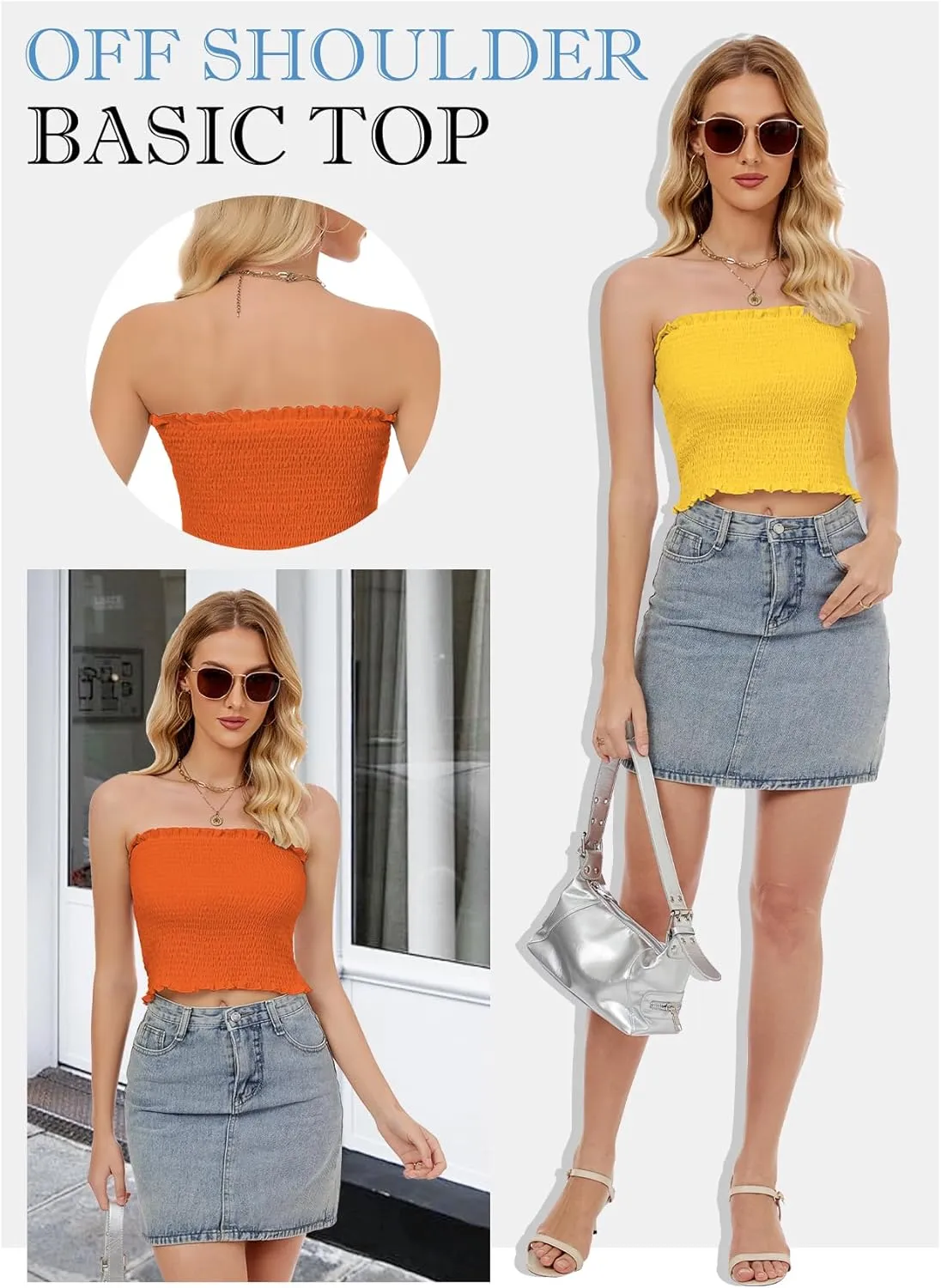 Womens Tube Top Summer Strapless Crop Tops Basic Tank Casual Sleeveless Shirt