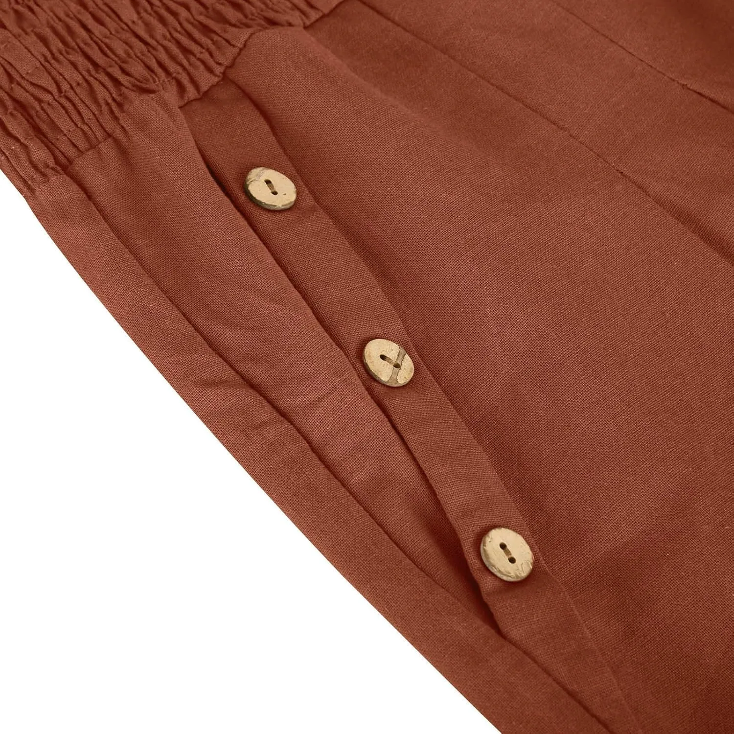 Women's Wide Leg Linen Pants Casual High Waisted Lounge Work Trousers Fashion Solid Color Pants with Pockets Outfit