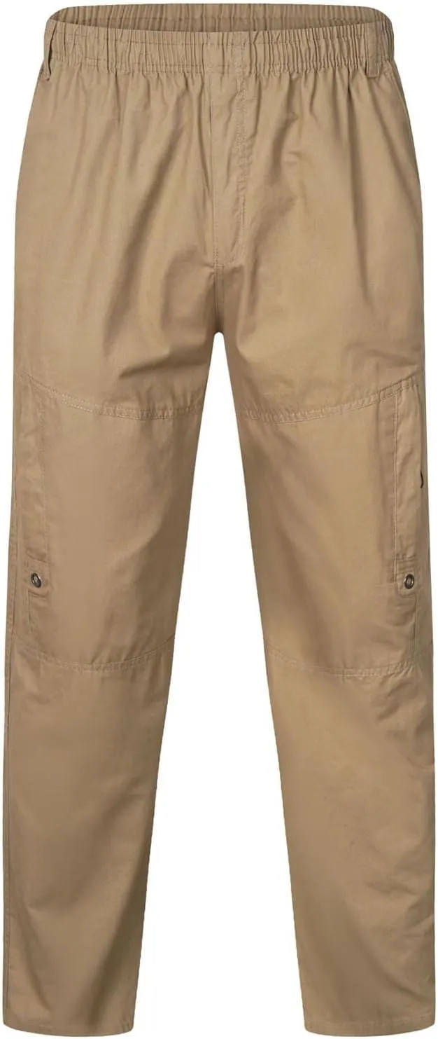 XUNRYAN Cargo Pants Mens with Multi Pockets Lightweight Quick Dry Hiking Pants Elastic Waist Running Pants Activewear