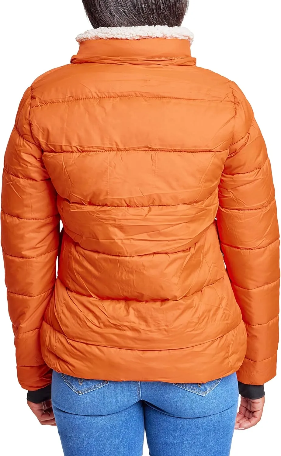 YMI Women's Junior Full Length Puffer Jacket Collar & Detachable Sherpa Hood