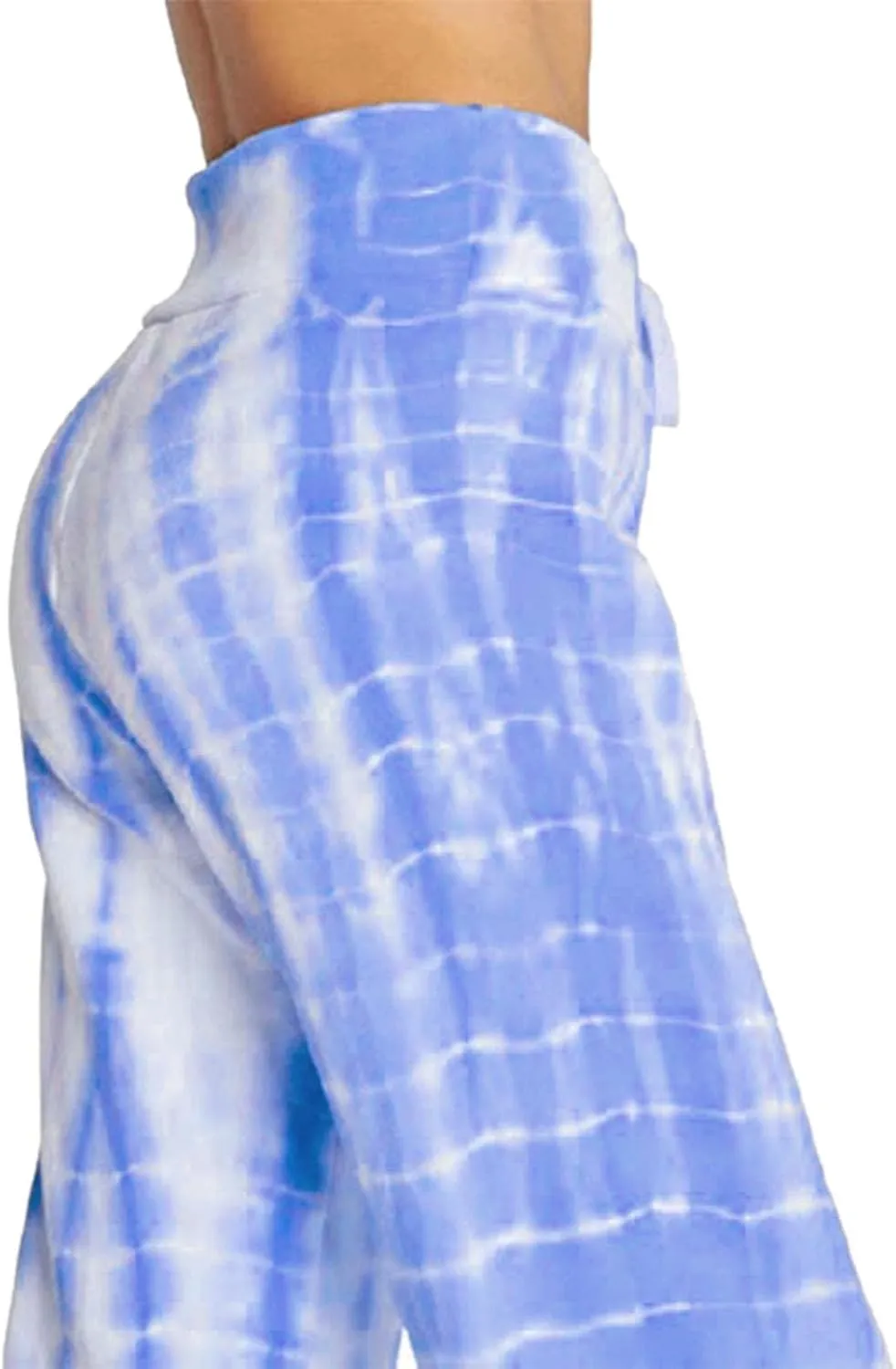 YOLAI Women's Casual Tie-dye Printed Pants High Waist Drawstring Straight Leg Pant Lightweight Trousers with Pockets