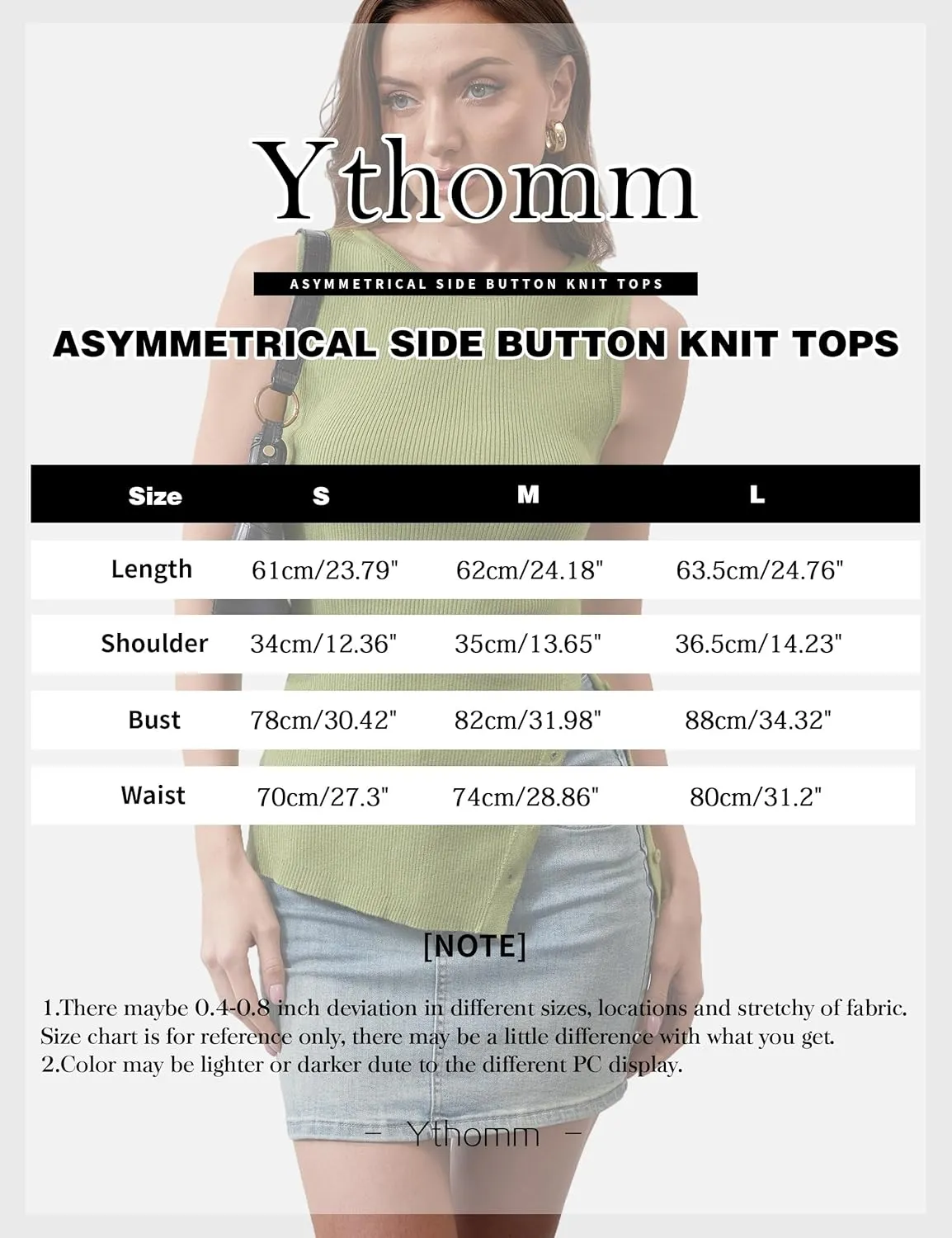 Ythomm Womens Asymmetrical Side-Button Slit Tank Tops Sleeveless Boat Neck Ribbed Knit Sweater Vest Solid Slim Going Out Tops